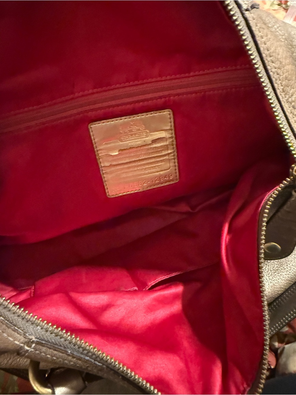 Coach Bronze Leather Shoulder Handbag with Gold Hardware - Picture 10 of 13
